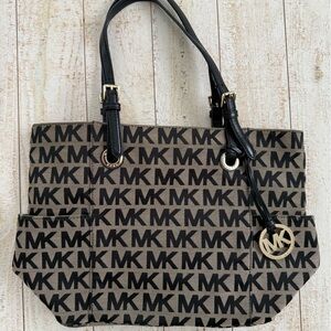 Michael Kors Signature Black and Tan Tote